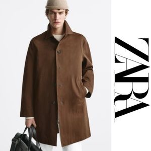 Zara Brown Technical Water Repellent Brown Trench Coat*NWT